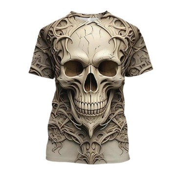 KOSZULKA MĘSKA T-SHIRT REALISTYCZNY WZÓR 3D CZASZKA SKULL