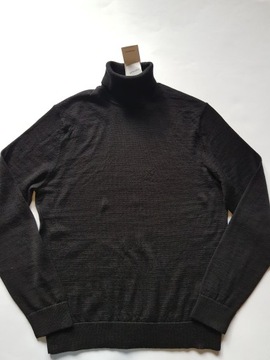 Sweter męski golf WEŁNA MERINO XL RESERVED szary