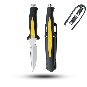 Nóż nurkowy MAC Coltellerie Aquatys - Yellow - AQT12.Y + Etui + Paski