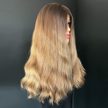 WIG LUX натуральные женские парики СЛАВЯНСКИЕ волосы длинные омбре 55-60 см