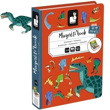 MAGNETYCZNA UKŁADANKA Dinozaury Magnetibook JANOD zabawka edukacyjna 3+