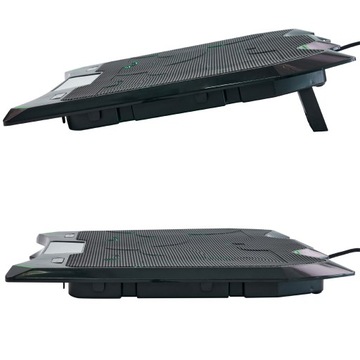ОХЛАЖДАЮЩАЯ ПОДСТАВКА ДЛЯ НОУТБУКА 15,6 ДЮЙМА, ЧЕРНАЯ, РЕГУЛИРУЕМАЯ ПОДСТАВКА С СВЕТОДИОДНОЙ СВЕТОДИОДНОЙ ПОДДЕРЖКОЙ И USB