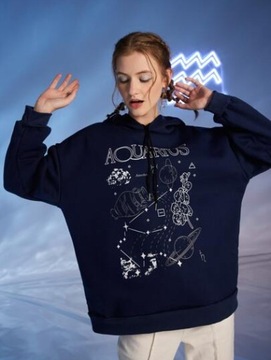 BLUZA DAMSKA GRANATOWA NADRUK ROMWE