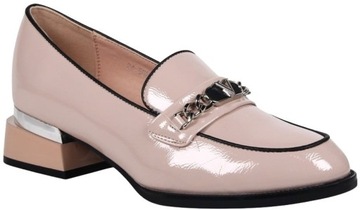 iShoes МОКАСИНЫ ЖЕНСКИЕ СЛИПОНЫ НА НИЗКОМ КАБЛУКЕ, БЕЖЕВЫЕ, ОКРАШЕННЫЕ