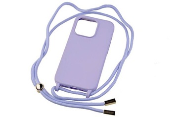 Etui ze sznurkiem case guma na telefon RCK do Apple iPhone 15 Pro fioletowy