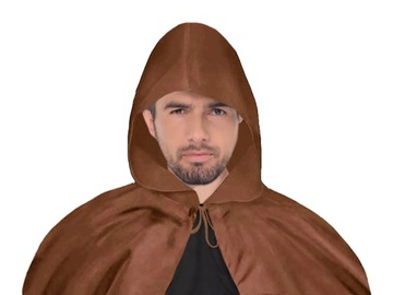 ДЛИННАЯ НАКИДКА С КАПЮШОНОМ, КОРИЧНЕВЫЙ КОСТЮМ, 132 см