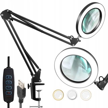 LAMPA LUPA KOSMETYCZNA LED DERMATOLOGICZNA SZKŁO WARSZTATOWA do Blatu