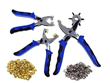 Набор для работы с кожей - люверсы, дырочки, кнопки, 128 штук. ГЕКО