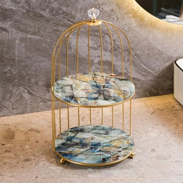 Organizer na blat łazienkowy, klatka dla ptaków do przechowywania kosmetyków, 2-warstwowa malowana