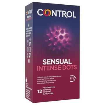 PREZERWATYWY CONTROL INTENSE SENSUAL DOTS 12 szt. z wypustkami nawilżane