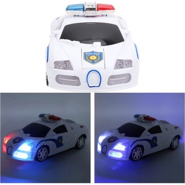 AUTO-ROBOT POJAZD NA BATERIE SAMOCHÓD POLICJA TRANSFORMERS ŚWIECĄ ŚWIATŁA