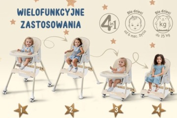 Великий дитячий стільчик для годування для дітей карамелька 4 в 1 бежеві