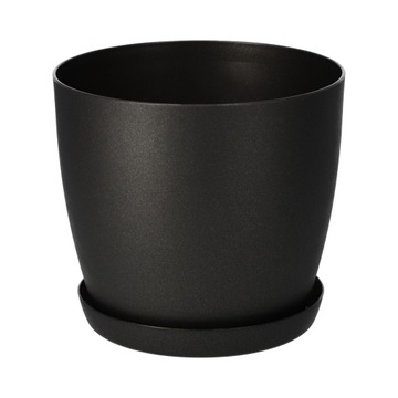DONICZKA OSŁONKA DONICA 14cm NA KWIATY MATOWA GRAFIT PLASTIKOWA PODSTAWKA