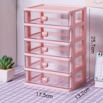 ящик-органайзер для хранения 5 ящиков Розовый