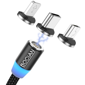 Kabel magnetyczny do iPhone Micro USB-C 3w1 3A 1M