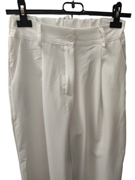 Spodnie Damskie z Materiału Italy Szerokie Kremowe rozmiar S