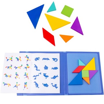 МАГНИТНЫЕ БЛОКИ ТАНГРАМ ДЕРЕВЯННЫЙ ПАЗЛ XL