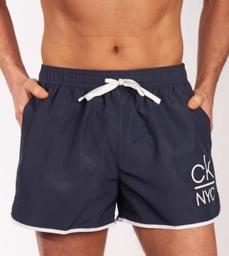 CALVIN KLEIN GRANATOWE KĄPIELÓWKI LOGO (S)