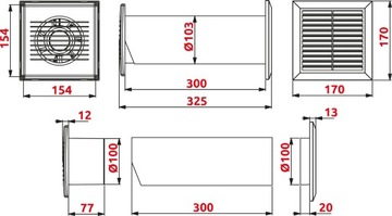 ВЫТЯЖНОЙ ВЕНТИЛЯТОР 100 мм С ТЕРМОСТАТОМ Awenta CM100 для DGP