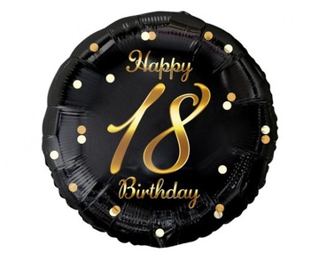 Balon foliowy okrągły Happy 18 Birthday hel 18stka