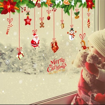 NAKLEJKI NA OKNO BOŻE NARODZENIE ŚWIĘTA BIAŁE MIKOŁAJ ŚNIEG ŚNIEŻYNKI XXL