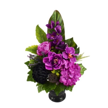 Композиция для украшения могилы + букет кладбищенских хризантем