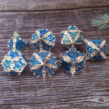 ANIELSKI ZESTAW 7 METALOWYCH KOŚCI KOSTEK RPG