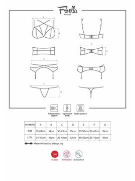 Czarny 4-częściowy Komplet Obsessive Frivolla S/M