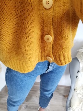 Sweter na guziki oversize moher wełna 38 M 40 L