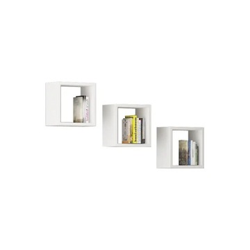 Półka ścienna wisząca do salonu K 25x25 cm regał komplet 3 sztuk Biała