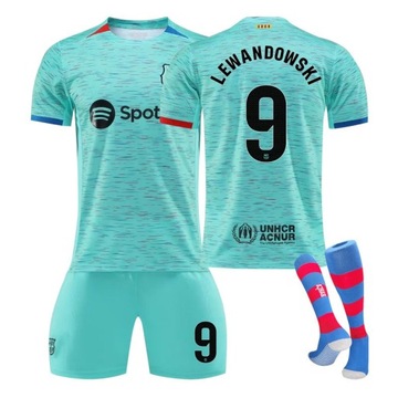 Komplet koszulek piłkarskich Barcelona away Nr 9 LEWANDOWSKI