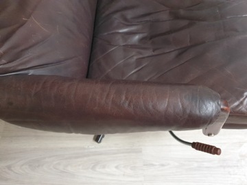 Винтажное кожаное кресло для отдыха, классическое кресло с откидной спинкой