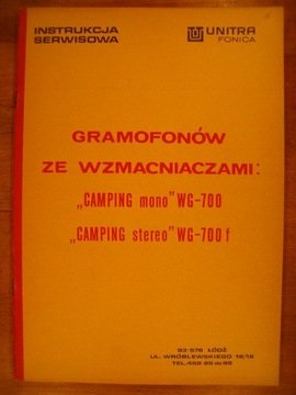 WG-700 i WG-700f Gramofony Instrukcja Serwisowa