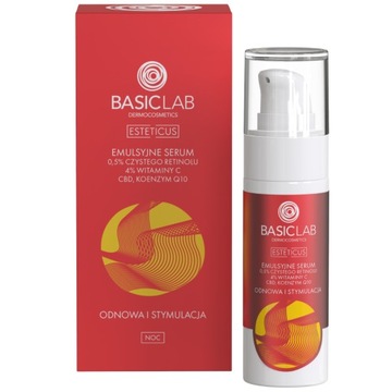 BasicLab Emulsyjne Serum z 0,5% Czystego Retinolu i Witaminą C na Noc 30 ml