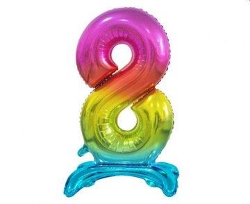 Balon foliowy Cyfra stojąca 8, tęczowa, 74 cm