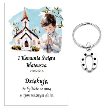 Podziękowania dla gości KOMUNIA ŚWIĘTA PAMIĄTKA PREZENT SZCZĘŚCIE PODKOWA