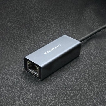 Кабель-адаптер QOLTEC, сетевая карта USB-C к RJ45 Ethernet, 1000 Мбит/с, алюминий
