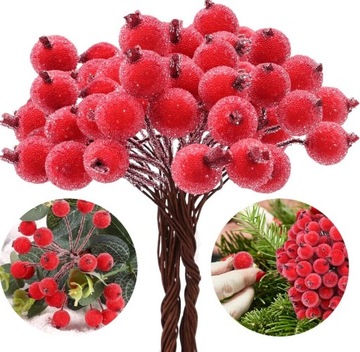 FROST RED ИСКУССТВЕННАЯ Рябина, 20 шт, НАБОР, ЕЛОЧНЫЕ УКРАШЕНИЯ, БЕЗУШКИ