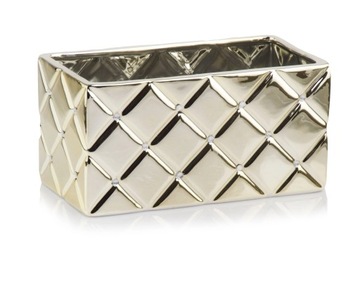 ZŁOTA PODŁUŻNA OSŁONKA DONICZKA GLAMOUR - RYNNA 26X14X13 CM