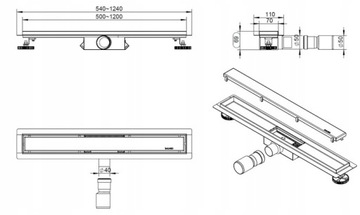 ДВУХСТОРОННИЙ ЛИНЕЙНЫЙ СТОП ПОД ЧЕРНУЮ ПЛИТКУ, 70 см