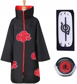 3 szt Naruto Akatsuki Cosplay zestaw kostiumów