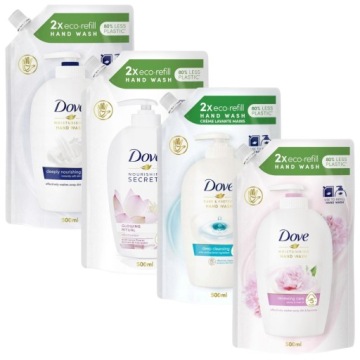 DOVE HAND WASH MYDŁO DO RĄK W PŁYNIE ZAPAS REFILL ZESTAW MIX 4x 500ML = 2L