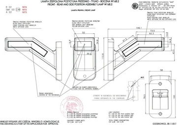 OBRYSÓWKA LAWETA NACZEPA TIR OBRYS LED PRAWA WAŚ