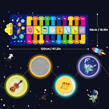 МУЗЫКАЛЬНЫЙ КОВРИК ДЛЯ ДЕТЕЙ СТАРШЕ 1 ГОДА, КОВРИК ДЛЯ ПИАНИНО, ПОДАРОК, 120 Х 48 СМ