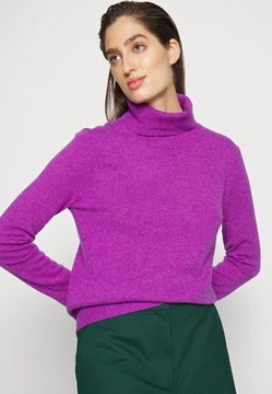 Pure Cashmere Fioletowy Kaszmirowy Golf Sweter Damski 36