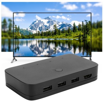 HDMI KVM-переключатель, 4 порта, компьютерный хост, 4 входа, 1 выход, 4k HD USB, общий доступ к сети