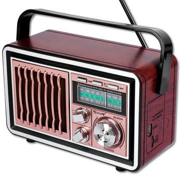 MOCNE RADIO RETRO PRZENOŚNE AKUMULATOR AUX FM USB BLUETOOTH BT