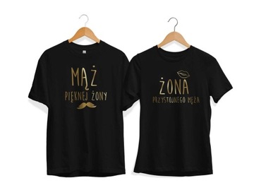 Koszulki Mąż Pięknej Żony Żona Przystojnego Męża, Koszulki Mąż Żona