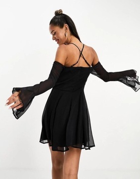 Asos Design NG3 iwc szyfonowa rozkloszowana sukienka długi rękaw XXL
