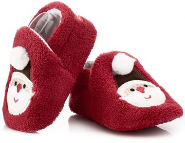 Ciepłe świąteczne buciki niemowlęce Mikołaj 6-12 m